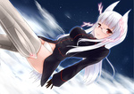 Rating: s Tags: glasses, long hair, night, panties, pantsu, red eyes, sky, stars, white hair