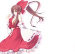 Rating: s Score: 10.00 Tags: touhou, girl, hakurei reimu, long hair, brown hair, ribbon, skirt, ponytail, breast