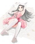Rating: s Score: 9.00 Tags: cute, girl, long hair, black hair, blue eyes, dress, bunny ears, legs, gloves, stockings