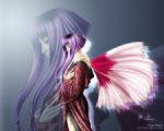 Rating: s Score: 9.40 Tags: wings, anime girl, long hair, purple hair