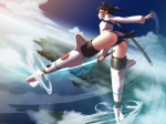 Rating: s Score: 9.67 Tags: sexy, clouds, sea, sword, katana, sky, short hair, butt, flying, legs, tail