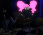 Rating: s Score: 9.57 Tags: pink hair, hat, blue eyes, lolita, glow, chair
