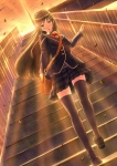 Rating: s Score: 9.85 Tags: sunset, girl, school girl, blush, anime girl, long hair, school uniform, sunlight, thigh highs, stairs