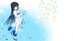 Rating: s Score: 9.70 Tags: water, kimono, black hair, blue eyes, smile, petals, fish