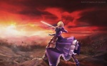 Rating: s Score: 9.55 Tags: blonde, saber, sunset, army, sword, knight, fighter, fight, sky, dress, girl with sword, battle, fighting, armour, scenery, war, red sky