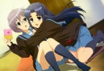 Rating: s Score: 8.00 Tags: suzumiya haruhi no yuuutsu, nagato yuki, long hair, seifuku, asakura ryouko, megane