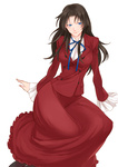 Rating: s Tags: black hair, blue eyes, dress, girl, long hair, smile, tokiomi tohsaka, woman