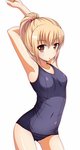  Score: 18 Tags: blonde hair,blush,breasts,brown eyes,flat chest,girl,kk-sk-ray,original,school swimsuit,short hair,simple background,single,swimsuit,tall image,white
