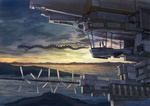  Score: 9 Tags: cloud (clouds),dragon,flying,futuristic,k kanehira (artist),original,people,sky,sunset
