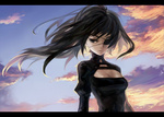  Score: 36 Tags:  black_dress black_eyes black_hair cloud_(clouds) dress eyepatch girl long_hair original sky solo sunset uroko_(artist) 