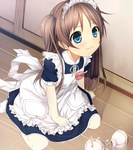  Score: 9 Tags: blue eyes,brown hair,cura,game cg,girl,highres,long hair,maid,maid headdress,monobeno,sawai natsuha,smile,tall image