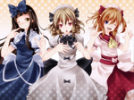 Tags: 3girls,black hair,brown hair,dress,hair bow,luna child,maid headdress,open mouth,orange hair,purple eyes,red eyes,s-syogo,star sapphire,sunny milk,touhou,wink,yellow eyes Tags: 3girls,black hair,brown hair,dress,hair bow,luna child,maid headdress,open mouth,orange hair,purple eyes,red eyes,s-syogo,star sapphire,sunny milk,touhou,wink,yellow eyes