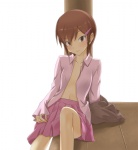  Score: 18 Tags:  blush brown eyes brown hair girl kosaka chihiro open shirt short hair sitting skirt the world god only knows yuto (artist) 