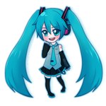  Score: 11 Tags: aqua eyes,aqua hair,black thighhighs,blush,chibi,detached sleeves,girl,hatsune miku,headphones,nail polish,necktie,open mouth,simple background,single,skirt,thigh boots,twintails,vocaloid