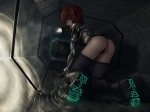  Score: 130 Tags: armor,ass,black thighhighs,boots,brown eyes,brown hair,ecchi,girl,iwai ryo,lantern,light erotic,looking back,mouth hold,neon trim,original,short hair,solo,tunnel,water