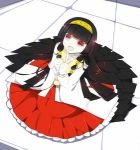  Tags: absurdres,black hair,girl,hairband,hair ornament,highres,long hair,open mouth,red eyes,senya fuurin,solo,tall image