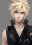  Score: 27 Tags:  art asuka (pixiv) blonde hair blue eyes choker cloud strife final fantasy vii gray highres male realistic short hair simple background solo 
