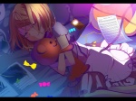  Score: 36 Tags:  blonde hair dress eyes closed girl ipod kagamine rin paper short hair smile stuffed animal sweets teddy bear temari (artist) vocaloid (wire) wires 