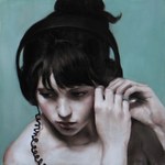  Score: 35 Tags: bare shoulders,blush,brown eyes,brown hair,face,fringe,girl,hair up,hands,headphones,jonathan viner,original,piercing,realistic,signed,simple background,single,(wire) wires