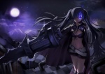  Score: 180 Tags: belt,bikini top,black hair,black rock shooter,broken,chain,checkered floor,cloud (clouds),flame,full moon,girl,glowing eye (eyes),hair over one eye,highres,huge weapon,ino satsu,insane black rock shooter,jacket,long hair,looking at viewer,midriff,moon,mountain,night,night sky,open jacket,short shorts,single,standing,star (stars),twintails,weapon