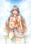  Score: 36 Tags: animal ears,apple,blue eyes,bracelet,brown hair,choker,cloud (clouds),crystal,earrings,fence,girl,light smile,long hair,looking at viewer,orange hair,original,pendant,piercing,pleated skirt,rm-parfait,signed,single,sky,sleeveless,smile,tall image,thighhighs,very long hair