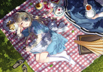  Score: 15 Tags: alice in wonderland,alice (wonderland),blonde hair,blue eyes,book (books),briska,cake,dress,girl,hairband,leaf (leaves),long hair,lying,umbrella,white socks,wink