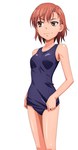  Score: 16 Tags: akiranyo,brown eyes,brown hair,girl,highres,light erotic,misaka mikoto,school swimsuit,short hair,simple background,smile,solo,sweat,swimsuit,tall image,to aru kagaku no railgun,to aru majutsu no index,white