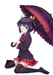  Score: 45 Tags: aqua eyes,black hair,black thighhighs,bow,chuunibyou demo koi ga shitai!,eyepatch,girl,hair ribbon,plaid skirt,school uniform,short hair,simple background,single,skirt,takanashi rikka,tall image,umbrella,white