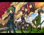  Score: 14 Tags:  androgynous animal belt black_hair brown_eyes coat dog girl green_eyes green_hair gun hermes kino kino_no_tabi male motorcycle reverse_trap revolver riku_(kino_no_tabi) shizu_(kino_no_tabi) sword tea_(kino_no_tabi) white_hair 