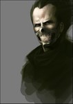  Score: 34 Tags: absurdres,black hair,dorohedoro,en (dorohedoro),gray,highres,male,mask,short hair,simple background,skull,solo,tall image,vladimir89