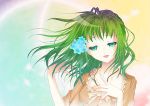 Score: 9 Tags:  dress flower (flowers) girl green eyes green hair gumi hair flower long hair open mouth solo vocaloid 
