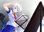  Tags: blue eyes,dai ni ongakushitsu e youkoso!,game cg,girl,glasses,haba yukari,long hair,school uniform,silver hair