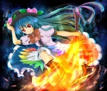  Score: 9 Tags:  aqua_hair bow fire hat hinanawi_tenshi red_eyes smile touhou 