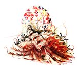  Score: 54 Tags: black eyes,black hair,blood,bow,dress,frills,girl,long hair,original,profile,red thread,rinko (mg54),single