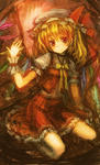  Score: 36 Tags: blonde hair,bonnet,crystal,dress,flandre scarlet,girl,lm7,looking at viewer,red eyes,short hair,single,smile,tall image,touhou,wings