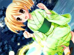  Score: 9 Tags:  blonde_hair blush brown_eyes game_cg girl green_strawberry_(game) japanese_clothes kimono loli open_mouth short_twintails solo twintails 