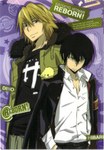  Tags: 2boys,bird (birds),black hair,blonde hair,dino cavallone,fringe,hands in pockets,hibari kyouya,hibird,inscription,katekyou hitman reborn,male,open jacket,open shirt,scan,shirt,short hair,smile,tanaka masayoshi