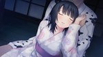  Score: 9 Tags: ame koi,black hair,blush,coffee-kizoku,couple,eyes closed,game cg,girl,isshi mizuki,japanese clothes,kimono,long hair,male,traditional clothes,wide image