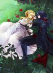  Score: 62 Tags: blonde hair,dress,elisabeth von wettin,eyes closed,girl,holding hands,long hair,lying,male,marchen,marchen von friedhof,naka 53 (artist),petals,plant (plants),purple hair,rose (roses),sound horizon,suit