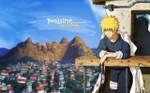  Score: 18 Tags: bandana,blonde hair,blue eyes,city,cloak,inscription,looking down,male,mountain,namikaze minato,naruto,necklace,short hair,smile,traditional clothes