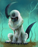  Score: 18 Tags: absol,animal,dog,highres,pokemon,purplekecleon,sitting,solo,tall image
