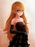  Tags: bakemonogatari,bare shoulders,blonde hair,dress,elbow gloves,girl,gloves,long hair,looking at viewer,monogatari (series),oshino shinobu,sashimi (adam026),single,tall image,yellow eyes