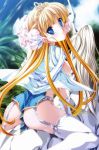  Score: 27 Tags: ass,blonde hair,blue eyes,garter belt,girl,light erotic,long hair,looking back,plant (plants),senomoto hisashi,white thighhighs