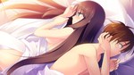  Score: 16 Tags:  back to back black hair brown hair couple erotic game cg girl green eyes kunitomo miori long hair male nude shinsei ni shite okasubekarazu (game) short hair topless watari masahito widescreen 