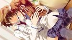  Tags: amanatsu purin,brown eyes,brown hair,couple,game cg,girl,hair flower,hair ornament,hoshi no ouji-kun (game),long hair,male,qp:flapper,red eyes,seifuku,short hair,widescreen
