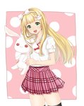  Score: 27 Tags: azuki azusa,blonde hair,bow,girl,green eyes,hair bow,hair ornament,hentai ouji to warawanai neko,long hair,neko mofumofu,open mouth,school uniform,single,skirt,stuffed animal,tall image,toy,uniform