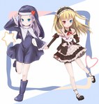  Score: 9 Tags: 2girls,bare shoulders,bicolored eyes,blonde hair,blue eyes,boku wa tomodachi ga sukunai,detached sleeves,dress,hairband,hasegawa kobato,heart,loli,long hair,nun,purple hair,shoes,smile,star (stars),takayama maria,tall image