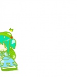  Tags: aqua hair,backpack,chibi,girl,hirasato,kawashiro nitori,peaked cap,short hair,simple background,touhou,white