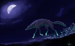  Score: 18 Tags: animal,cloud (clouds),dark,fireflies,fox,grass,hellcorpceo (artist),light,magic,moon,night,night sky,original,plant (plants),running,wide image,wolf