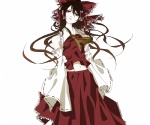  Score: 72 Tags: bow,brown hair,detached sleeves,eyeshadow,fringe,girl,hair bow,hakurei reimu,large bow,long hair,navel,pale skin,simple background,single,tagme (artist),touhou,traditional clothes,white